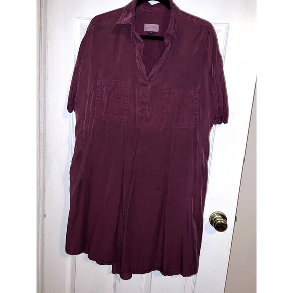 Universal Thread Dresses & Skirts - UNIVERSAL THREAD Burgundy Lyocell Short Sleeve V-Neck Shirt Dress Sz XL